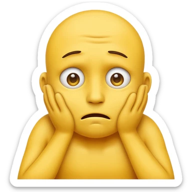 yellow face emoji with bulging eyes and hands squeezing its own neck, cartoon style sticker