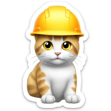 Cat with high visibility vest and hard hat  sticker