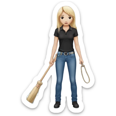 Bdsm male dominant wearing jeans black T-shirt and holding a flogger watching from outside blonde long hair sub with a collar showering with suds all over her sticker