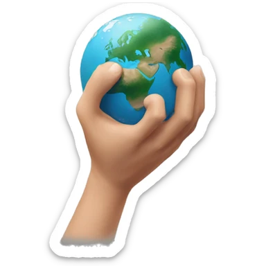 pinched hand planet earth sticker