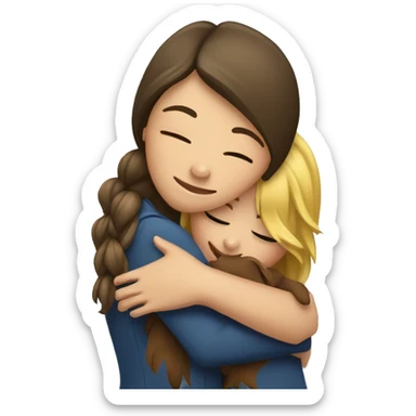 Girl hugging a Yorkshire  sticker