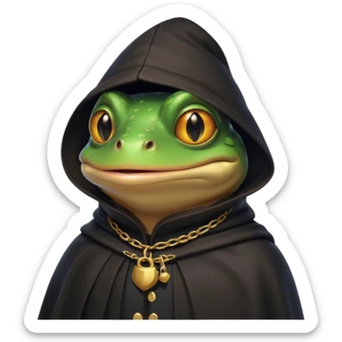 thief frog portrait, head and shoulders only, sly grin, dark cloak collar, mischievous burglar vibe, 3D cartoon, mobile game icon style, clean background, no text, no watermark
 sticker