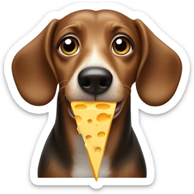 A wiener dog eating cheese ￼ sticker