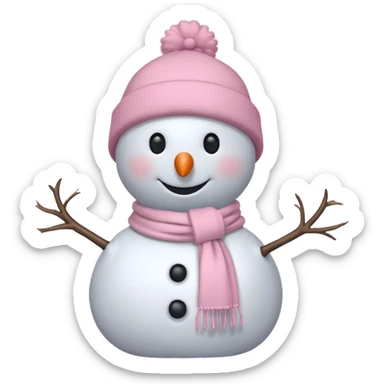 Snowman with light pink scarf and hat sticker