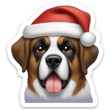 Saint Bernard with a Santa hat sticker