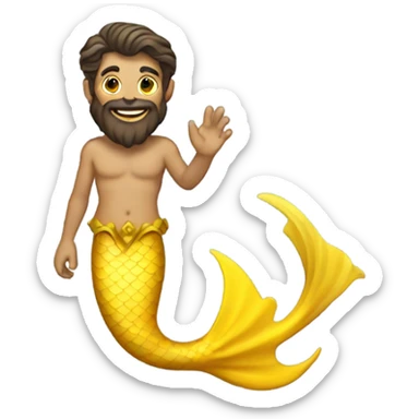 Tan Jewish merman with yellow mermaid tail sticker