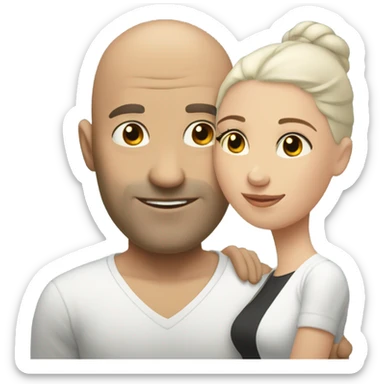 bald man and brunette woman lovers sticker