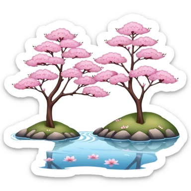 Cherry blossom trees with river sticker