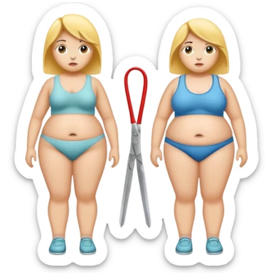 Anorexia and obesity people scissoring sticker