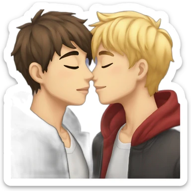 gay anime dudes kissing sticker