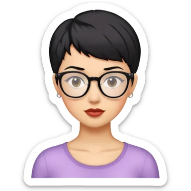 woman pixie cut black hair with glasses sticker