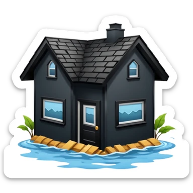 Flooded house in hurricane sticker