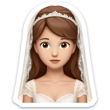 Blonde skin bride with brown hair with a chin on her face sticker