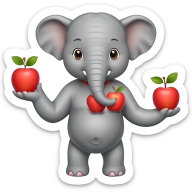a Circus cute elephant juggling two apple sticker