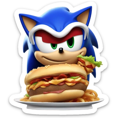 Un Sonic comiendo un choripan sticker