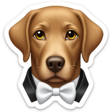 Brown Labrador retriever with a tuxedo on sticker