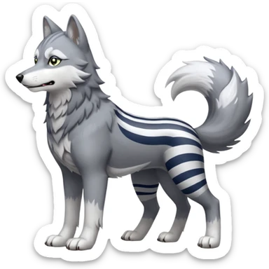 Toony Ginga Nagareboshi Gin/Silver Fang the wolf (full body) (feral) (4 legs) (canine) sticker