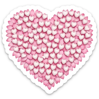  sakura heart, heart made of white sakura petals with pink accents, remove background sticker