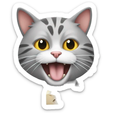 A cat with a mouse in its mouth sticker