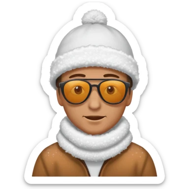 a man laying on snow and covered with snoo sticker