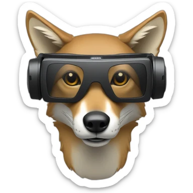 Coyote with a vr headset sticker