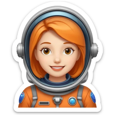happy female space explorer sticker