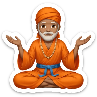 Shirdi Sai Baba sitting cross-legged, blessing gesture sticker