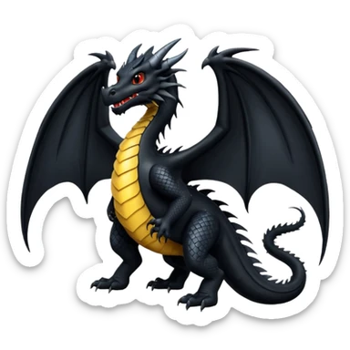 Black Dragon with wings sticker