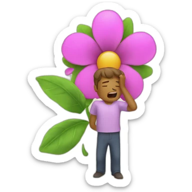 Person barfing out flower sticker