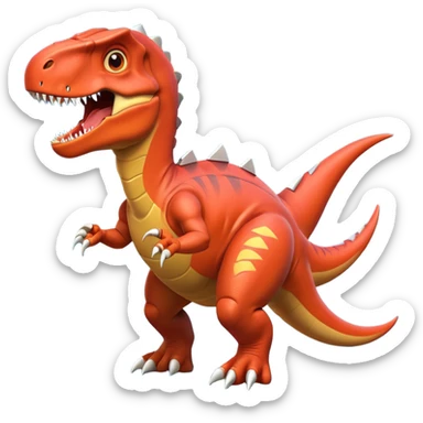 fierce rocket-propelled dinosaur, armored T-rex, rocket thrusters, intense eyes, dynamic action pose, 3D cartoon, mobile game icon style, clean background, no text, no watermark
 sticker