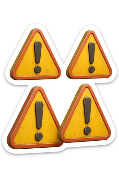 SEGNALI DI PERICOLO CON PUNTO ESCLAMATIVO 3D FLUTTUANO IN ARIA, IPERREALISTICI 4K sticker