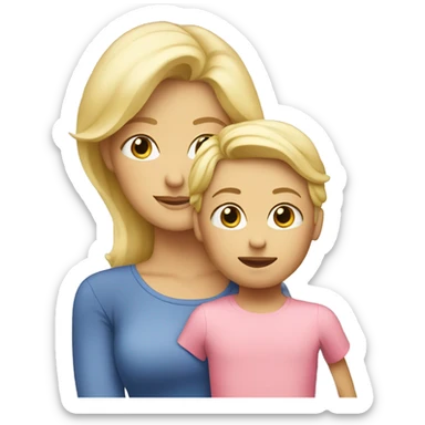 blond mother with one blond child sticker
