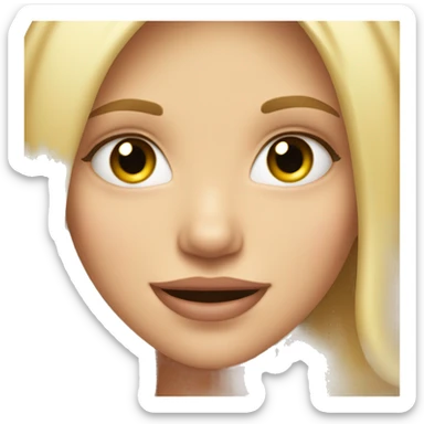 Shy happy sweet lip bending blonde girl face sticker