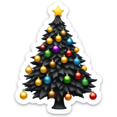 black christmas tree with bright ornaments  sticker
