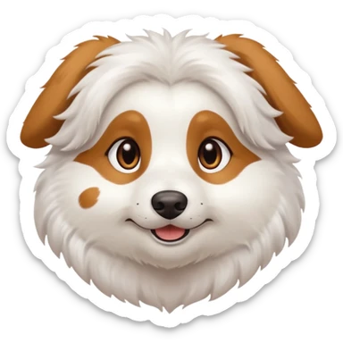 White dog with brown eyes and some long white body and white ears with brown spots curved on the sides sticker