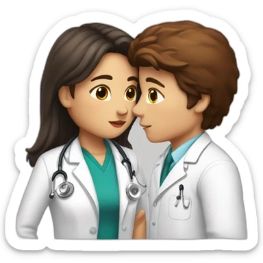 dark hair doctor girl kissing chestnut hair man sticker