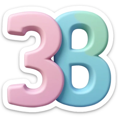 Numbers 1, 2, 3 in pastel colors (pink, blue, green), Pixar-style 3D, hand-drawn texture, soft shadow, transparent background sticker