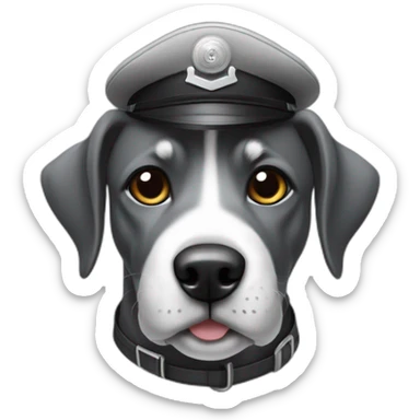 grey and black wiry dog with pilot cap on sticker