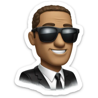 MIB ajent (men in black) that has sunglasses and a laser sticker