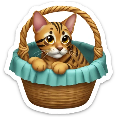 Bengal cat in basket  sticker