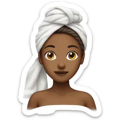 a brown girl with a towel wrapped around her hair sticker