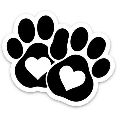 Make the two large puppy paw prints black, keep the heart, and remove the background. sticker