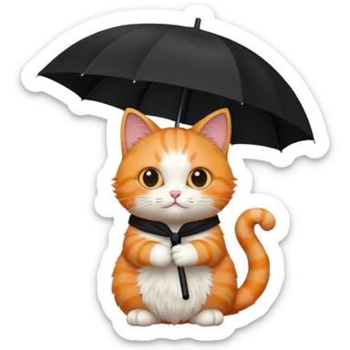 cat holding an umbrella sticker