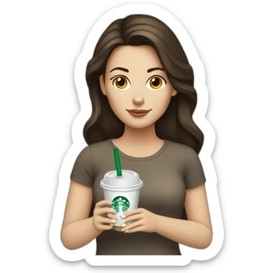 brunette white girl drinking starbucks sticker