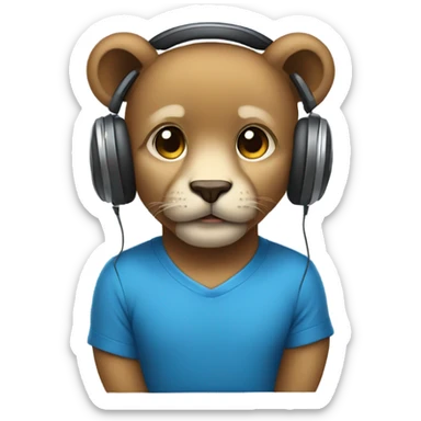 A cub wearing headphones  sticker