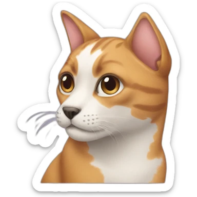 half cat half dog face sticker