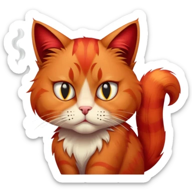 depression red furred cat with cigarette  sticker
