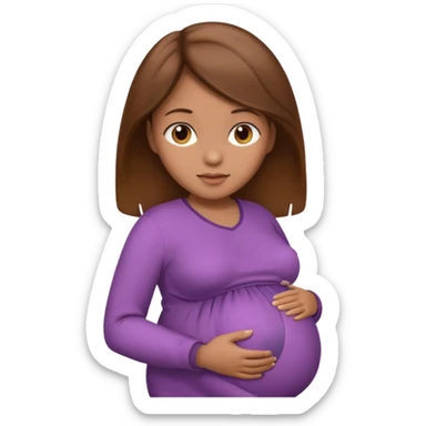 pregnant woman with brown hair and light brown skin sticker