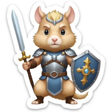 valorous Viking hamster in Valhalla, detailed armor, heroic pose, glowing sky sticker