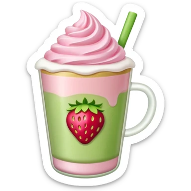 strawberry matcha latte sticker